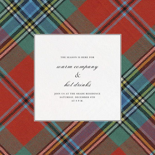 Tartan Plaid Border (Square) - Valentine's Day Invitation by Oscar de la Renta