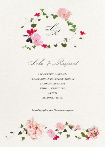 Floral Vine Monogram - Engagement Party Invitation by  Monique Lhuillier
