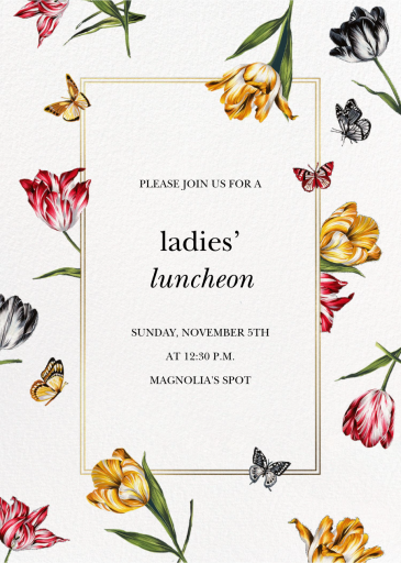 Striped Tulips - Brunch Invitation by Oscar de la Renta