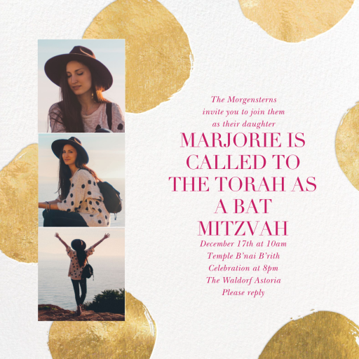 Photo Strip Dots - Bar & Bat Mitzvah Invitation by Sugar Paper