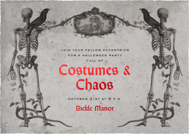 Skeleton Raven Halloween Invitation