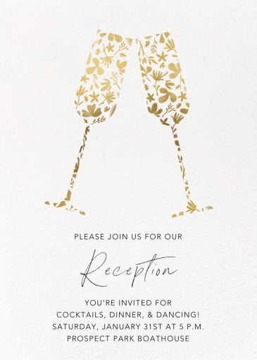 Floral Flutes - Wedding Reception Invitation by Paperless Post