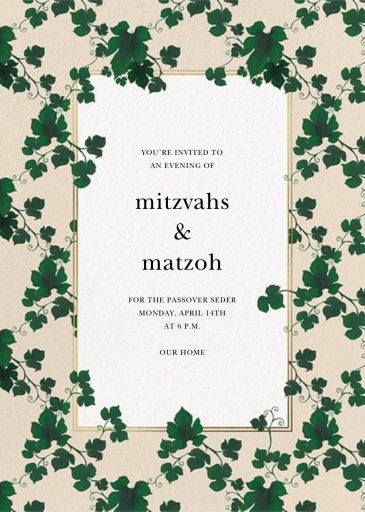 Vineyard Border - Passover Invitation by Oscar de la Renta