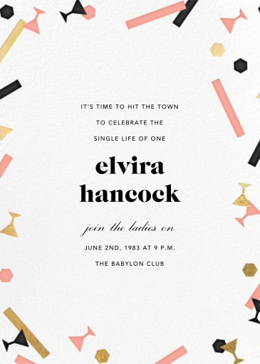 Confettitini - Bachelorette Party Invitation by Paperless Post