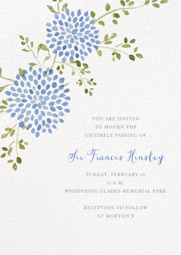 Watercolor Dahlias - Celebration of Life Invitation by Paperless Post