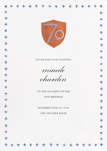 Birthday Crest - 70th Birthday Invitation by Happy Menocal