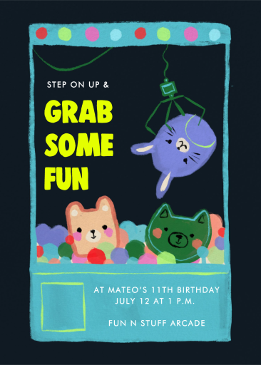 Claw Machine Animal Invitation
