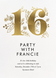 Gold Floral - Sweet 16 Invitation by Rifle Paper Co.