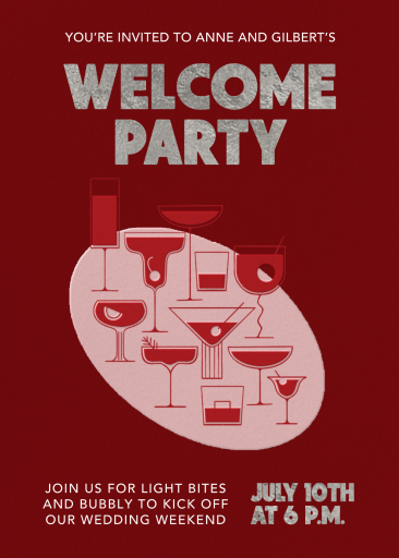 Cócteles groovy - Invitación para un fin de semana de boda de Paperless Post