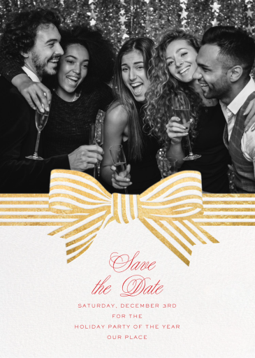 Striped Bow (Photo) - Holiday Save the Date by Cheree Berry Paper & Design