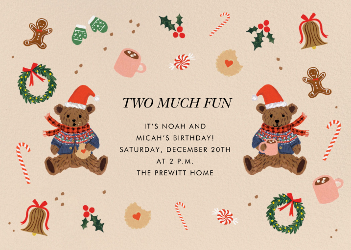 Christmas Teddy Bear Invitation