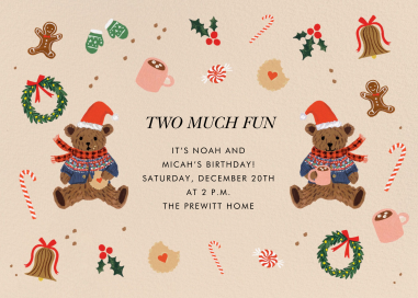 Christmas Teddy Bear Invitation