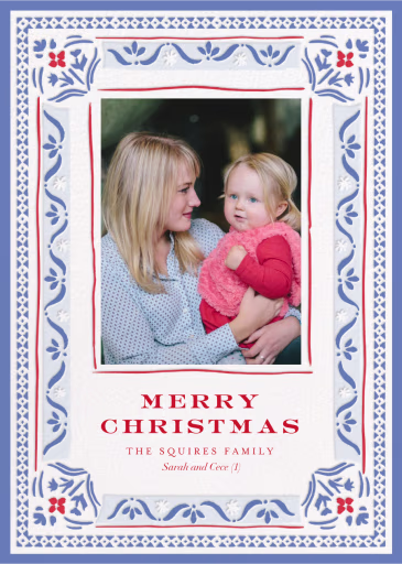 Blue Pattern Frame - Christmas Card by Cheree Berry Paper & Design