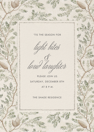Twig and Pinecone - Winter Party Invitation by Schumacher