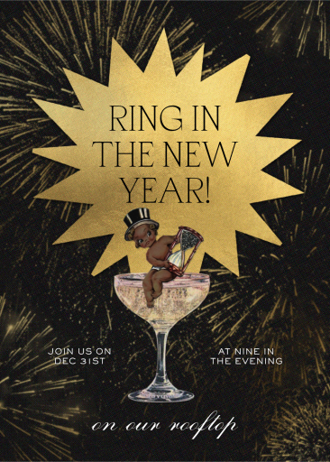 Gold Sparkle NYE Party Invitation