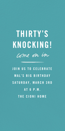 Your Age is Knocking - Invitation by Cheree Berry Paper & Design - Back