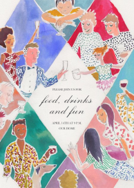 Watercolor diamonds & figures Invitation