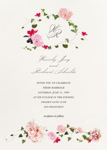 Floral Vine Monogram - Wedding Invitation by  Monique Lhuillier
