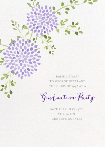 Watercolor Dahlias - Graduation Party Invitation by Paperless Post