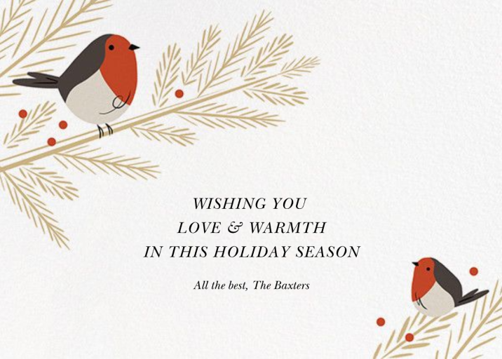 Redbreast Wishes - Holiday Card by Paperless Post