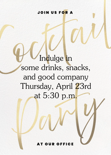 Golden Script - Cocktail Party Invitation by Paperless Post