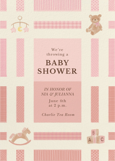 Pink Quilt Baby Shower Invitation
