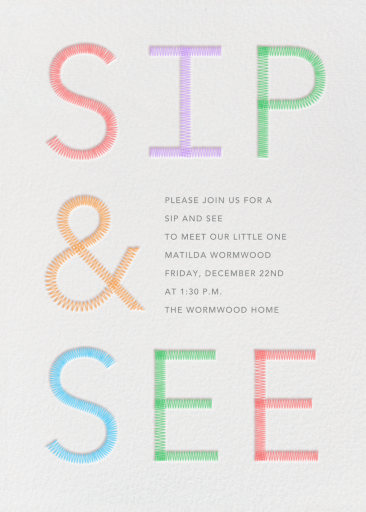 Sip & See Stitch - Baby Shower Invitation by Paperless Post