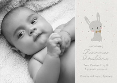 Baby Bunny Photo - Announcement by Little Cube