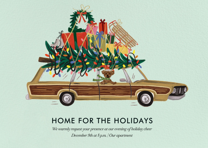 Holiday Car Illustration Invitation