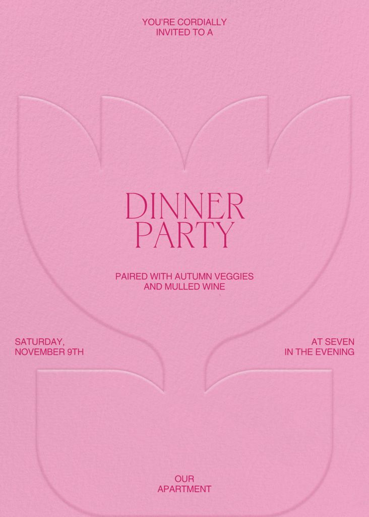 Embossed Tulip Dinner Party Invitation Send online instantly RSVP