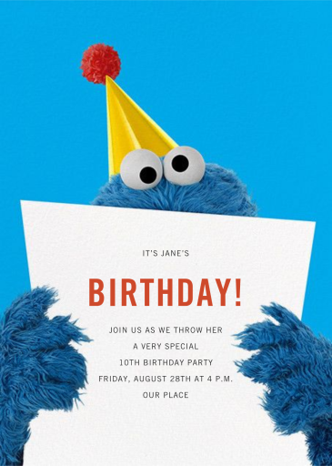 A Monster of a Birthday - First Birthday Invitation by Sesame Street