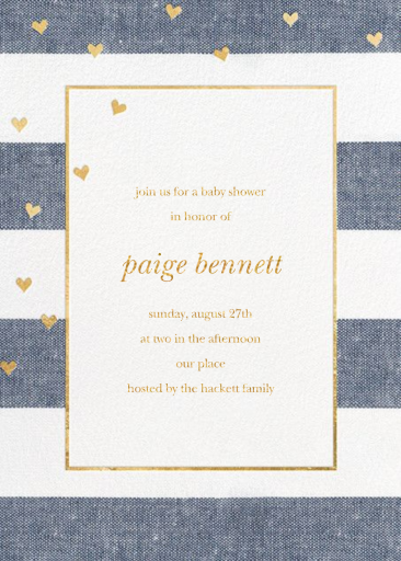 Chambray Stripe with Hearts - Baby Shower Invitation by Sugar Paper