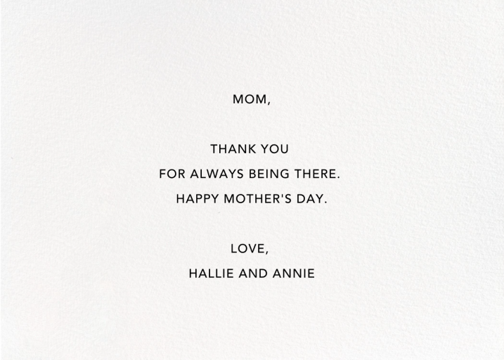 With Hugs and Kisses (Double-Sided) - Mother's Day Card by Linda and Harriett - Back