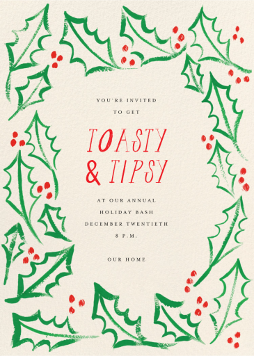 Jolly Holly - Holiday Party Invitation by Mr. Boddington's Studio