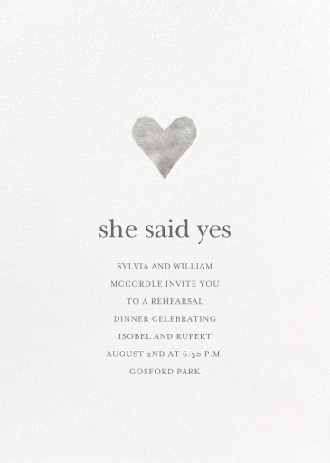 Foil Heart - Rehearsal Dinner Invitation by Sugar Paper