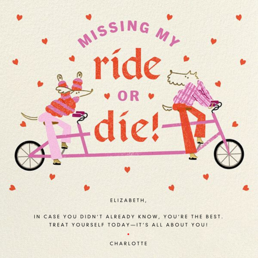 Tandem Love Galentine's Day card by Paperless Post