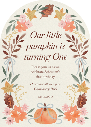 Autumn Pumpkin Floral Invitation