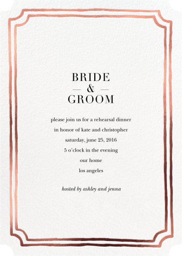 Double Border Indented Corners - Rehearsal Dinner Invitation by Sugar Paper