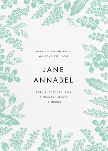 Heather and Lace (Photo) - Birth Announcement by Rifle Paper Co. - Back