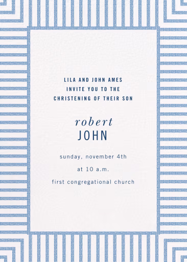 Seersucker Stripe - Baptism & Christening Invitation by kate spade new york