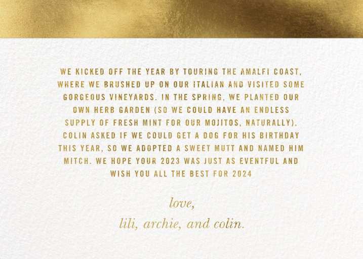 Month by Month - Christmas Card by Paperless Post - Back