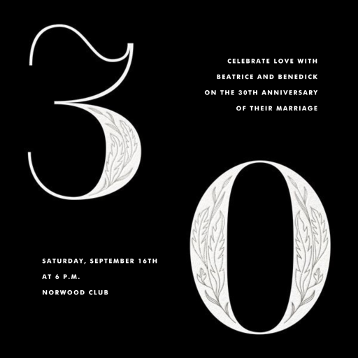 Nouveau Numerals - Anniversary Invitation by Paperless Post