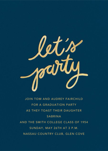 Party Script (Tall) - Graduation Party Invitation by Sugar Paper