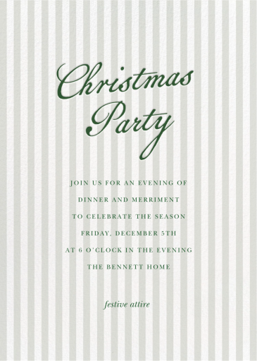 Pale Stripes Christmas - Holiday Party Invitation by Sugar Paper