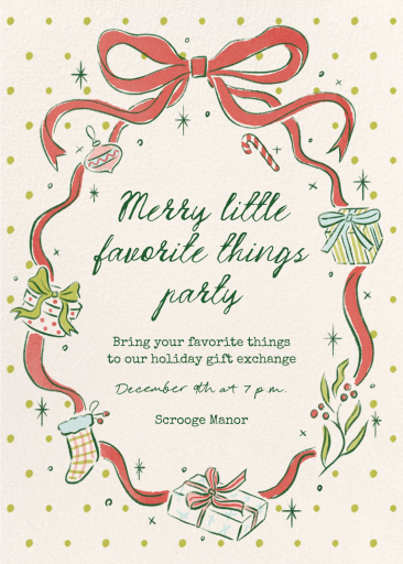 Red Ribbon Gift Exchange Invitation