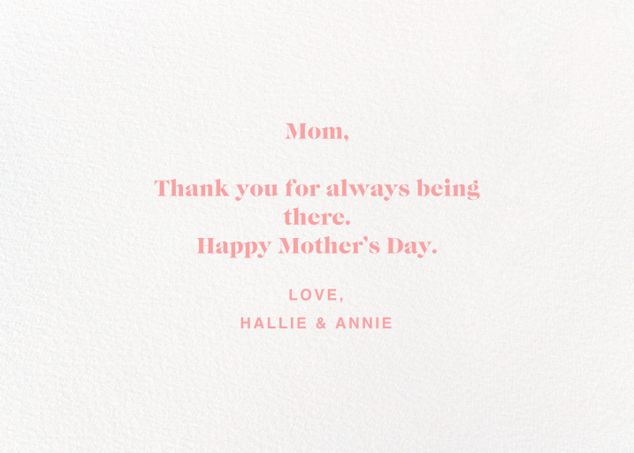 Grow Out (Dylan Mierzwinski) - Mother's Day Card by Red Cap Cards - Back