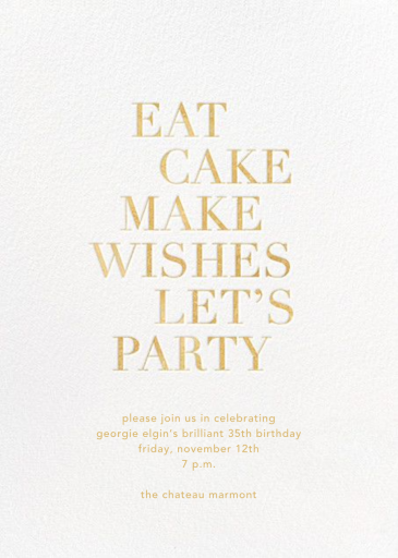 Eat Cake Make Wishes - Birthday Invitation by Sugar Paper
