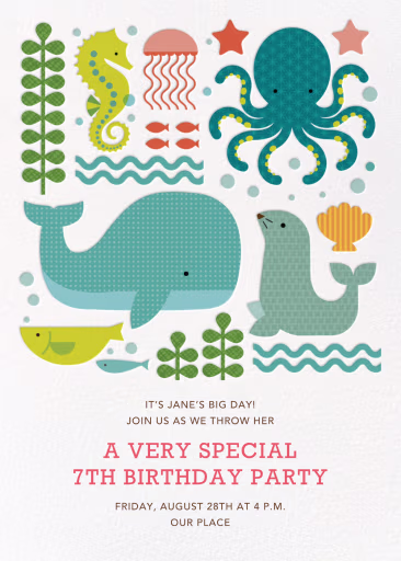 Ocean Parade (Inset) - Birthday Invitation by Petit Collage
