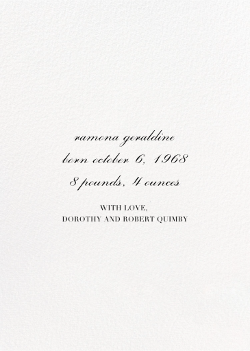 3/4 Portrait (Photo) - Baby Announcement by Paperless Post - Back