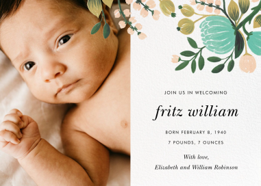 Blue Blooms (Photo) - Birth Announcement by Rifle Paper Co.